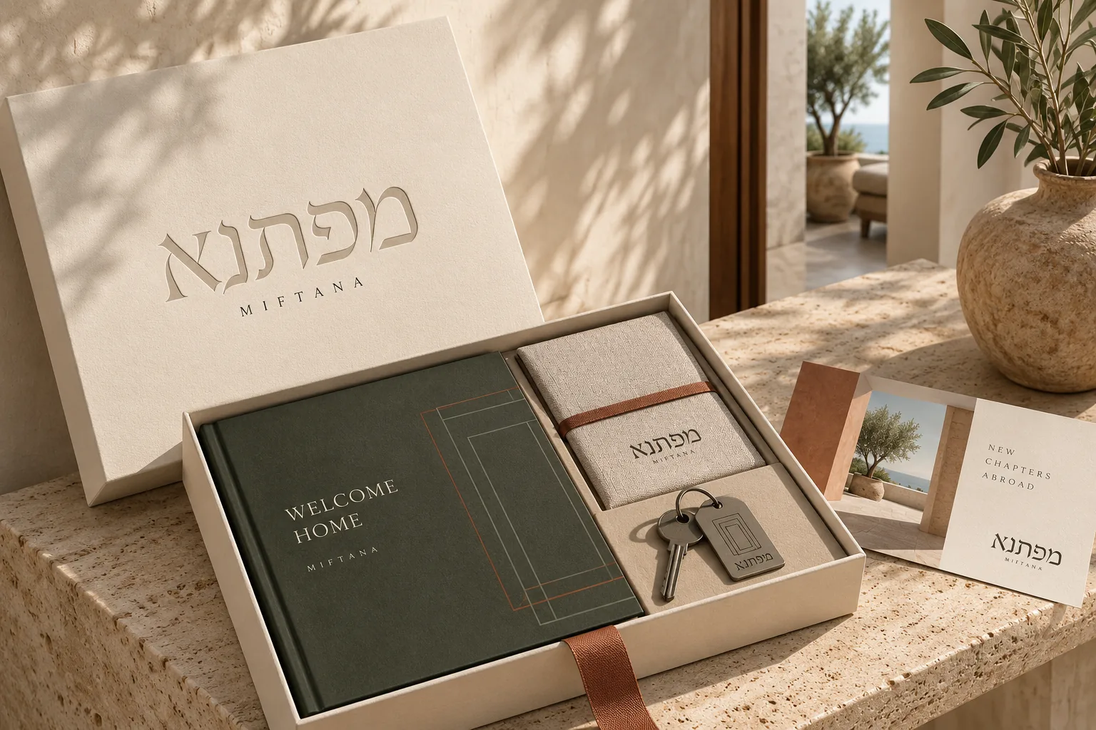 ערכת כניסה לבית עם ספר, מפתח ופריטי מפתנא