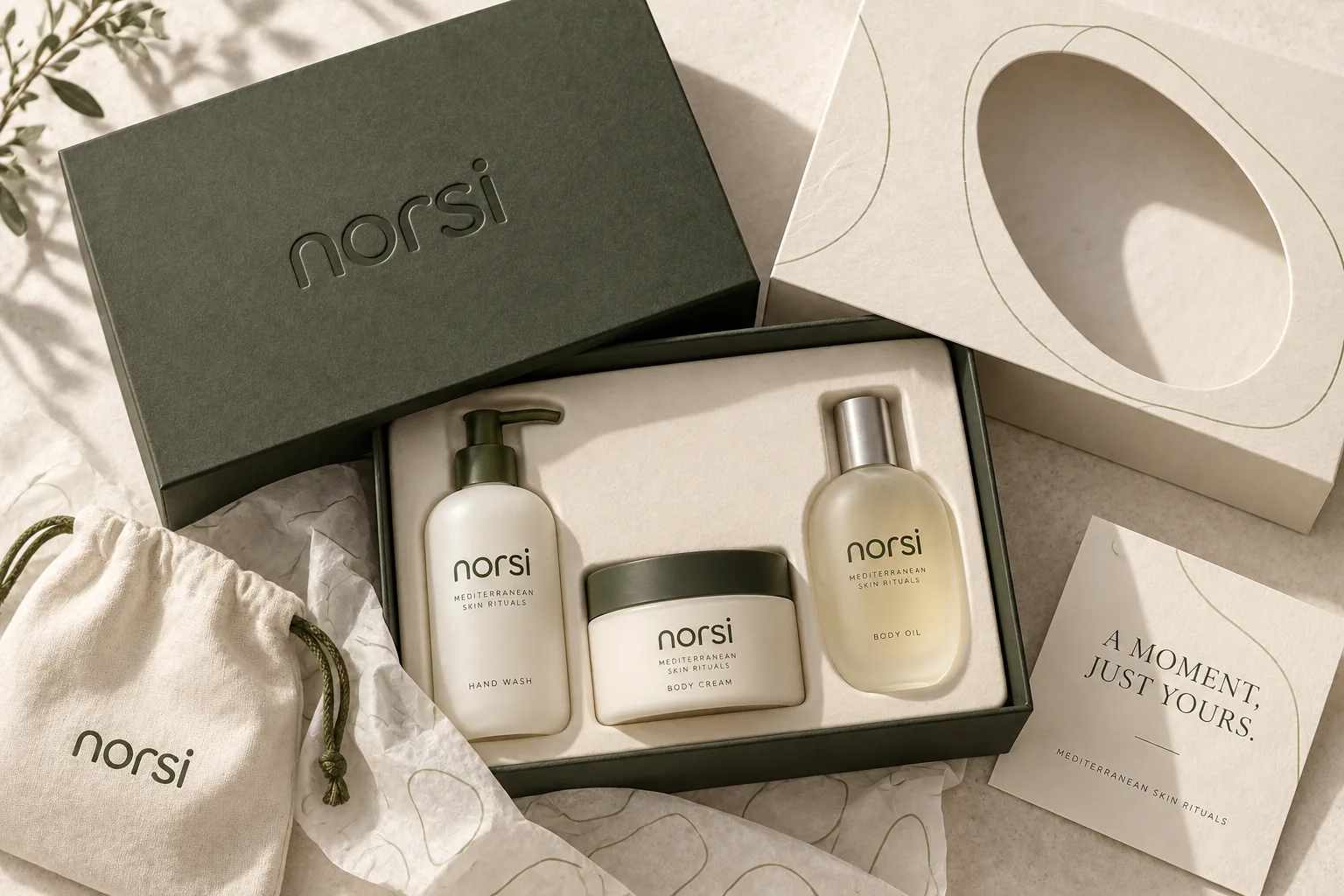 Sculptural embossed sleeve in the proposed NORSI gift experience