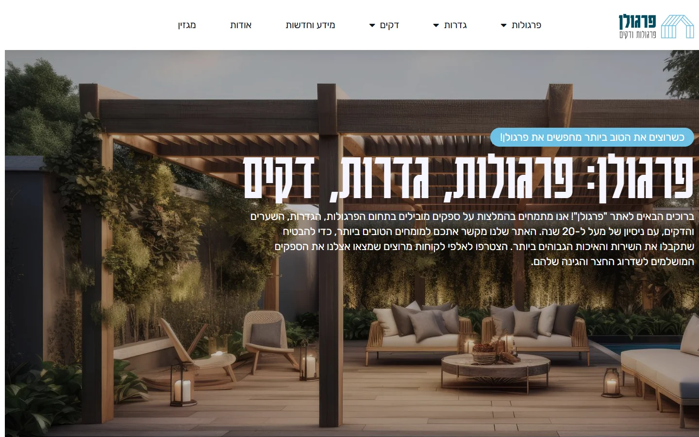 צילום אתר פרגולן במחשב
