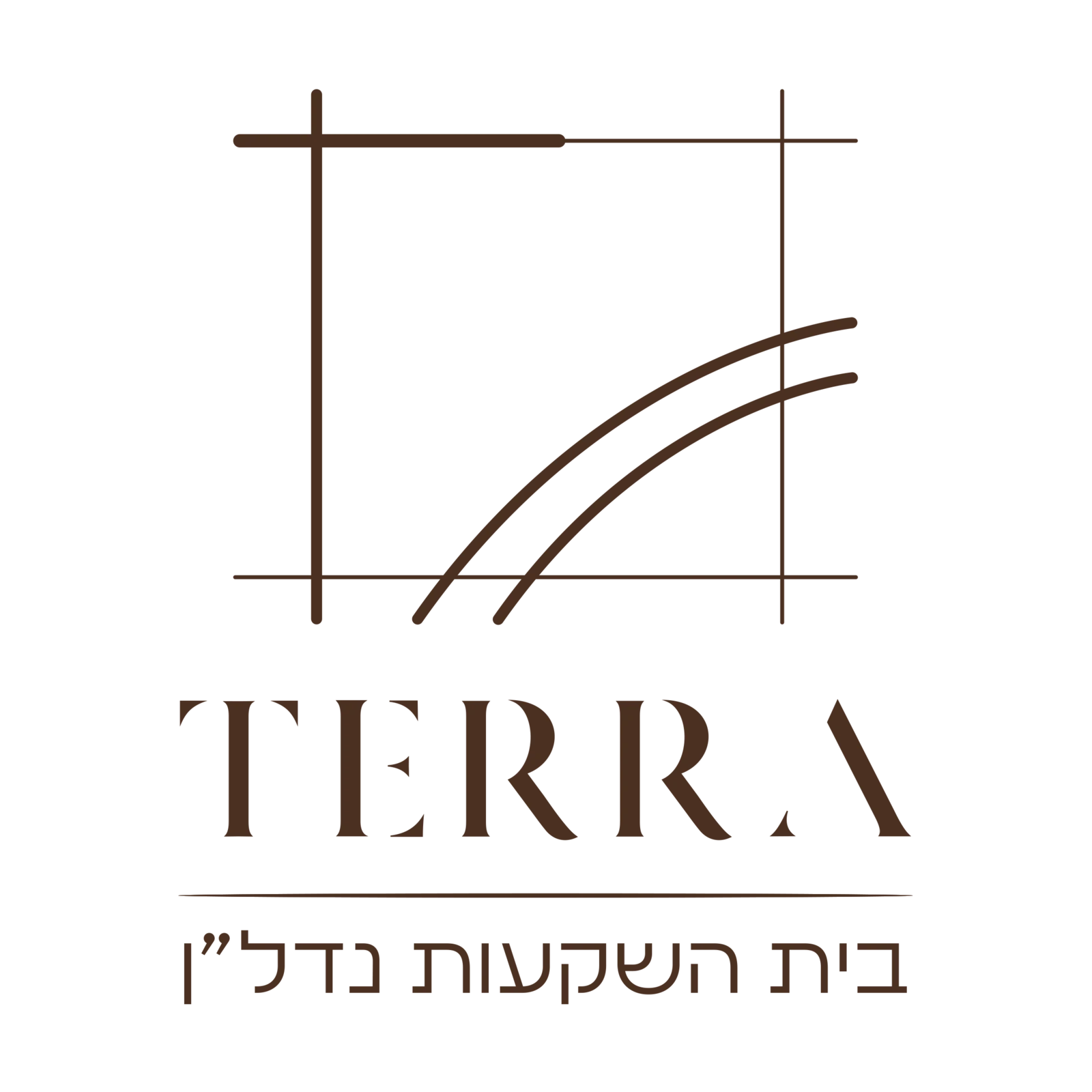 לוגו TERRA המקורי בצבע חום על רקע בהיר