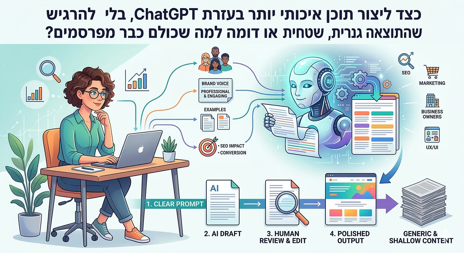 17 דרכים חכמות לכתוב תוכן איכותי יותר בעזרת ChatGPT